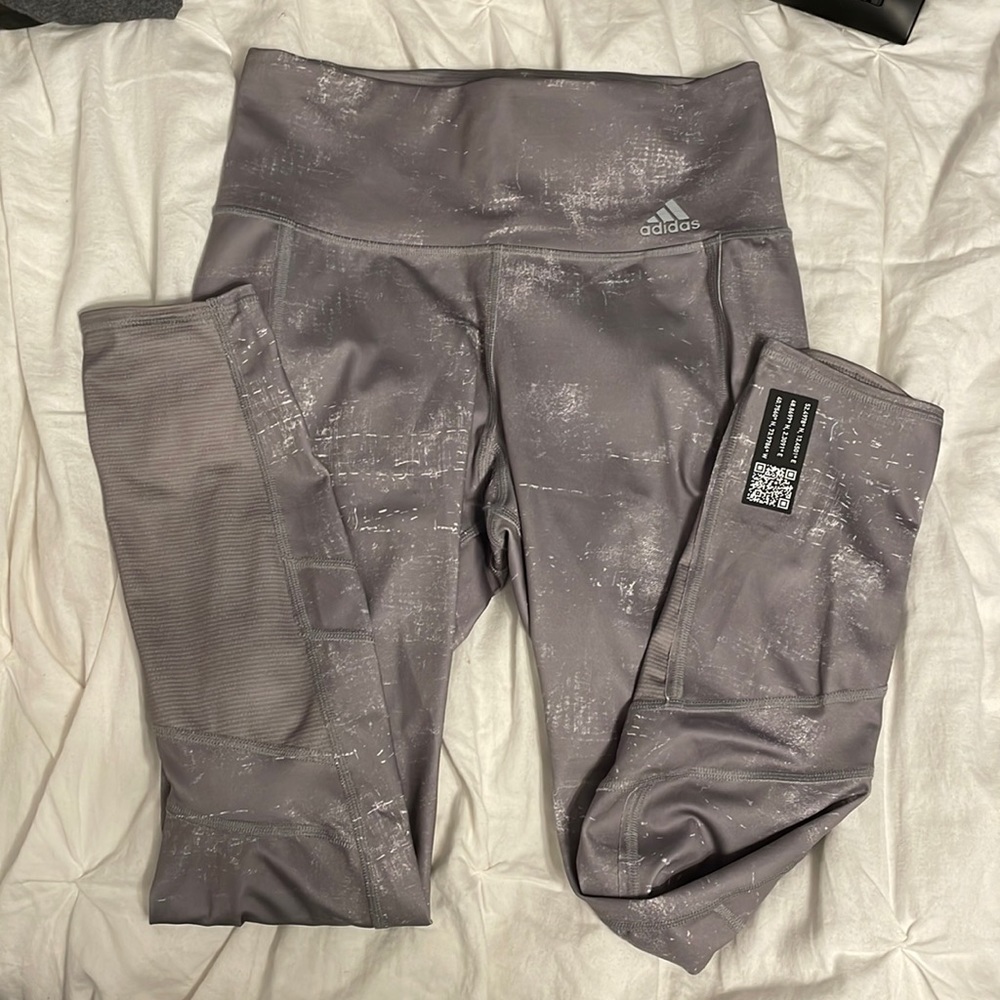 Adidas grey and white leggings